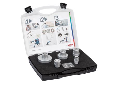 En værktøjskasse med diamantborekroner