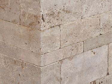 Mursten i travertin Noce skåret til i størrelse
