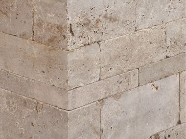 Mursten i travertin Noce skåret til i størrelse