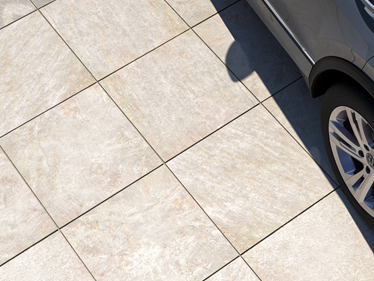 Set ovenfra på Classic Beige 3 cm steneffektfliser med bilblødning