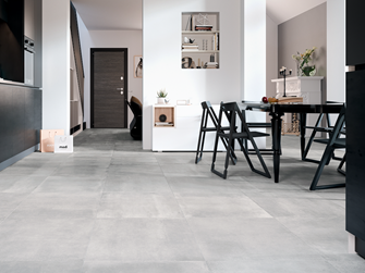 Køkken med Pure Clay-fliser i betonlook