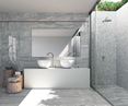Smuk og nem at rengøre: Dolomit Silver på badeværelset Badeværelse med Dolomit Silver Fliser af porcelænsstentøj