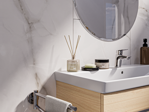 Perla Crema håndvask i marmor-look, lukket