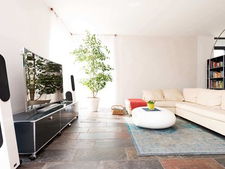 Peacock Multicolor skiferflise med delt overflade i stuen