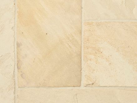 Nærbillede af Yellow Mint-sandstensplader fra oven