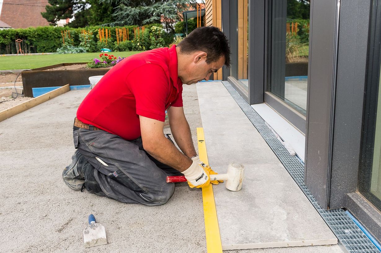 terrasseplader fint stentøj installation aftapning i sopro